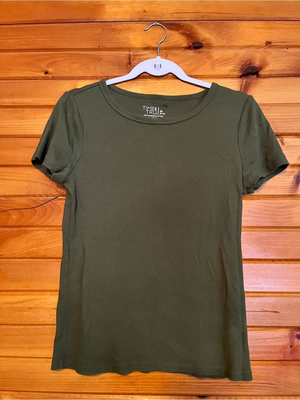 Time and Tru Olive Short Sleeve Crewneck Tee